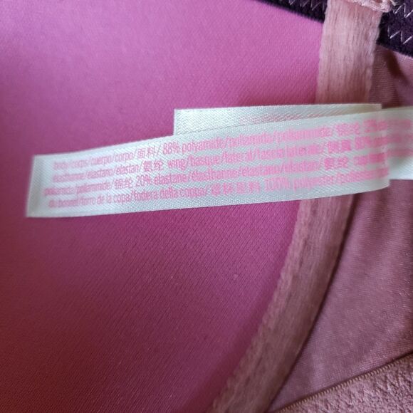 PINK Victoria's Secret Date Push-Up Lace Bra Women's Size 34D Pink Burgundy - Picture 14 of 15